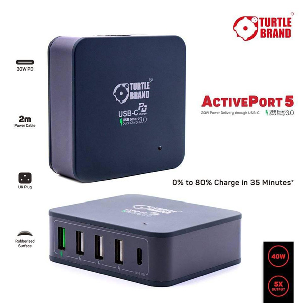 آداپتور-رو-میزی-5-پورت-40-وات-تورتل-برند-مدل-TB0089