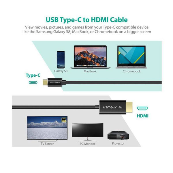 کابل-تبدیل-USB-C-به-HDMI-راو-پاور-RP-CB006-طول-1.82-متر