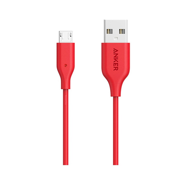 کابل-تبدیل-USB-به-microUSB-انکر-مدل-A8132red-PowerLine-طول-0.9-متر