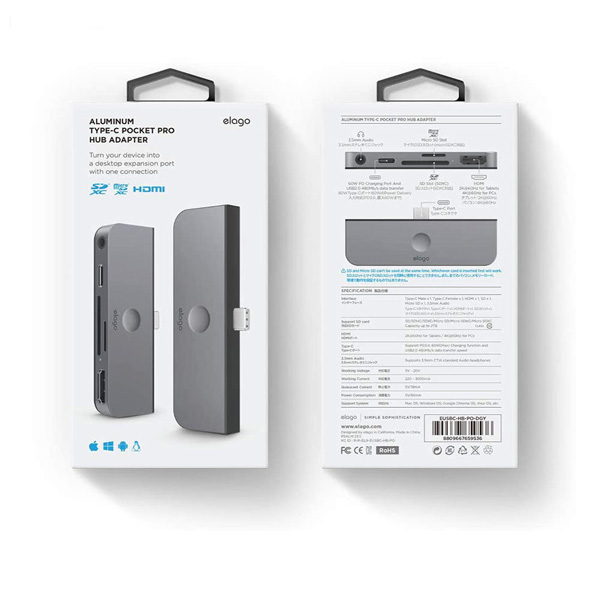 هاب-5-پورت-USB-C-الاگو-مدل-EUSBC-HB-PO